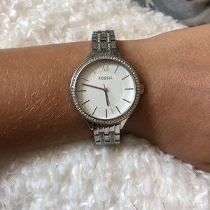 Silver fossil watch
